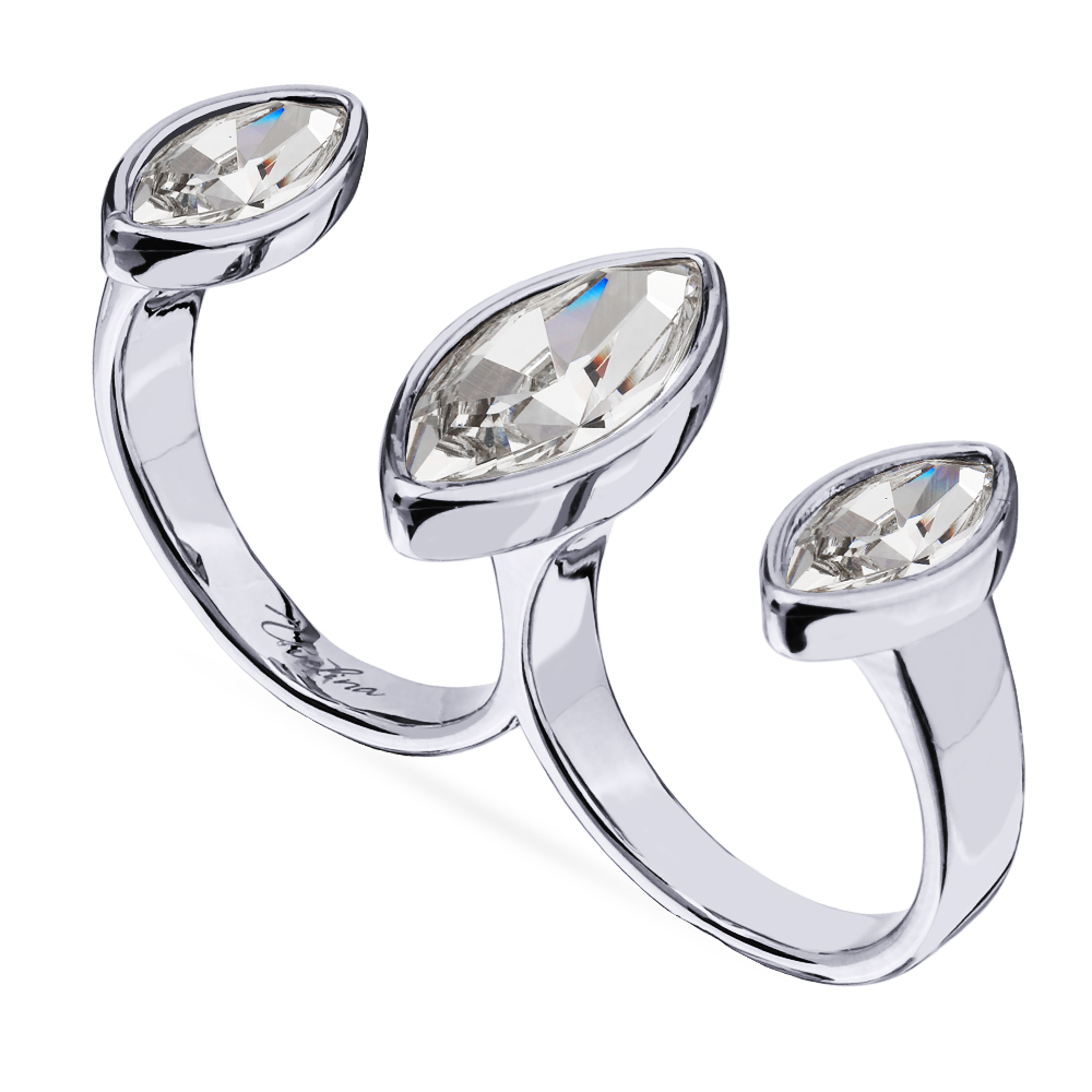 кольцо Эйва двойное (кристаллы SW белые; покрытие золото)