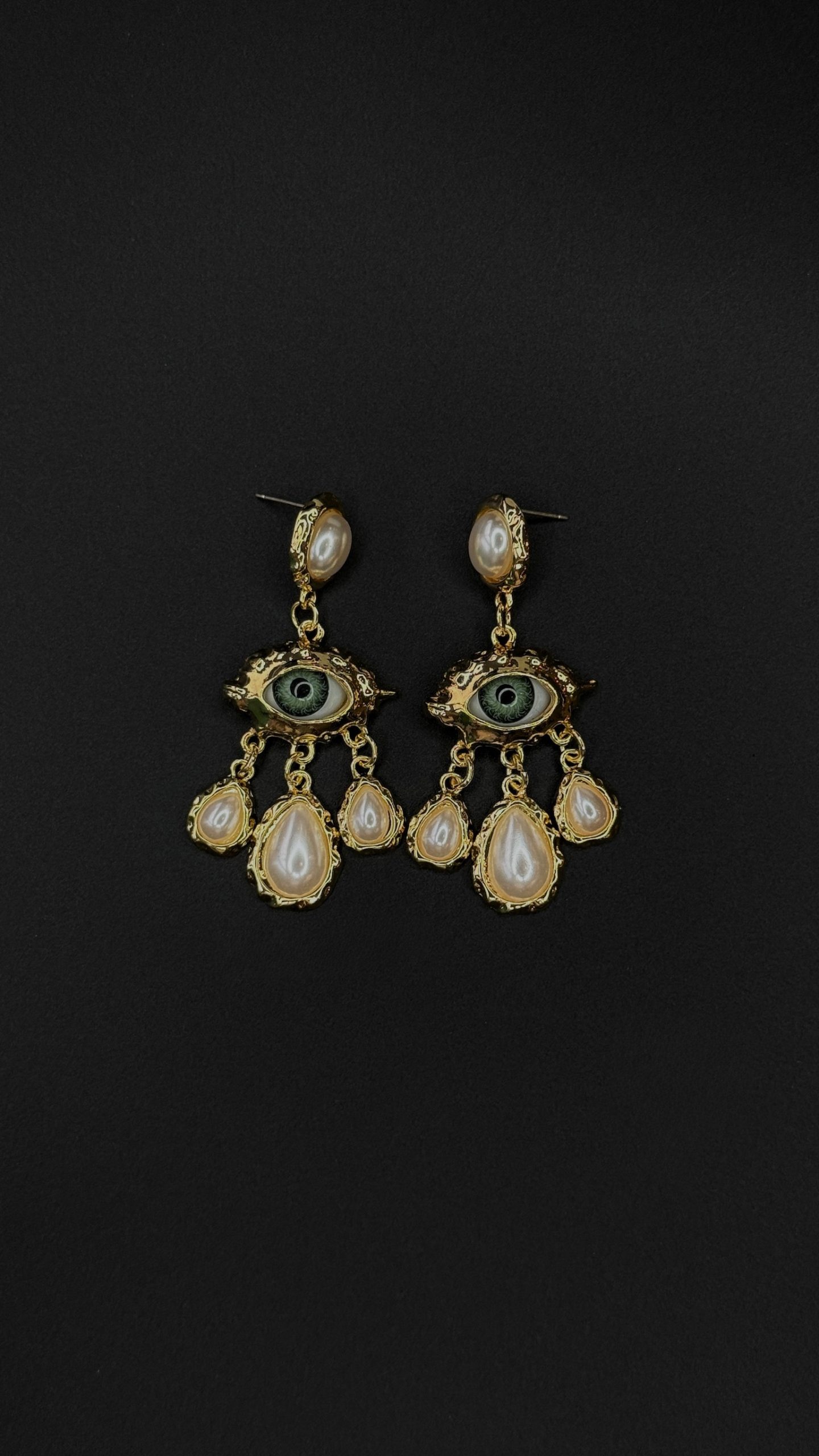 Серьги "глаза" из латуни в позолоте