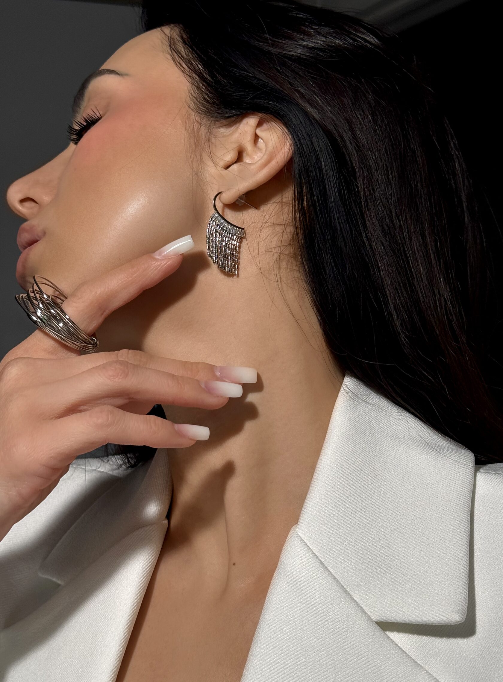 Серьги - гвоздики из латуни в родиевом покрытии