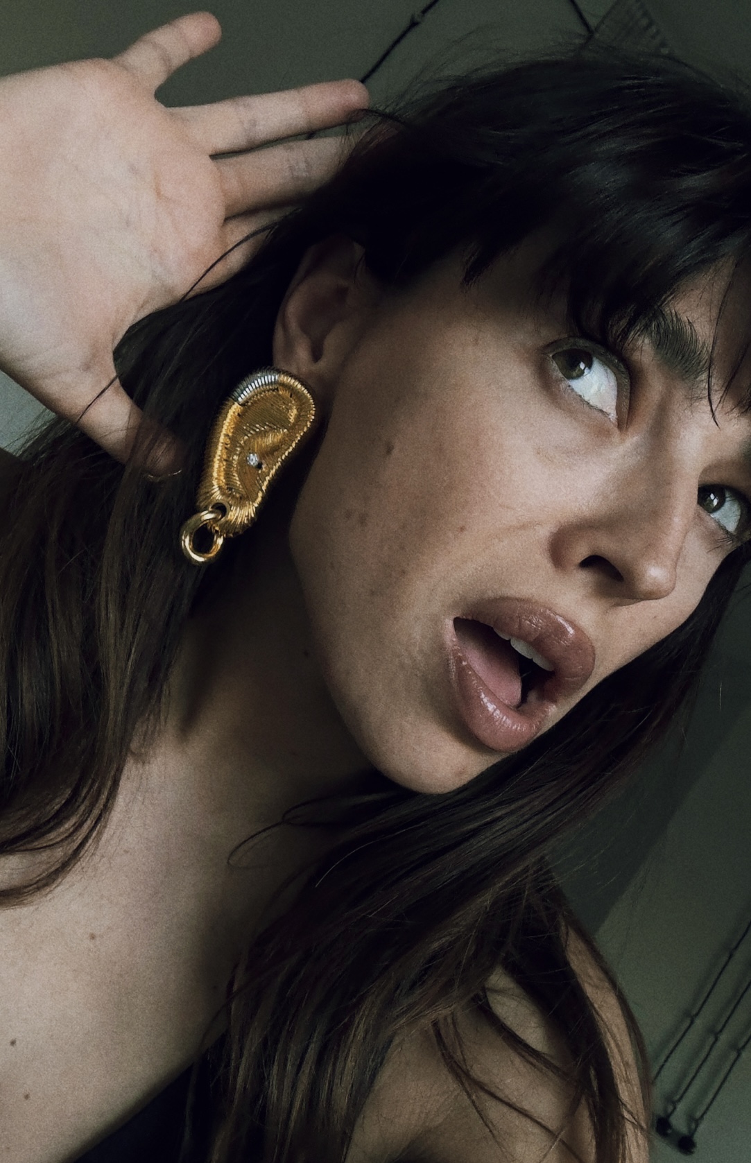 Серьги "уши" из латуни в позолоте