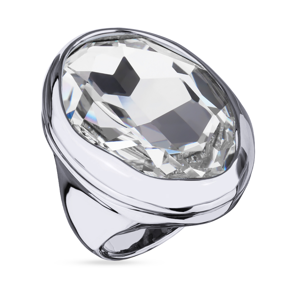 Кольцо Грация (кристаллы SW 30х22 белые; покрытие родий)