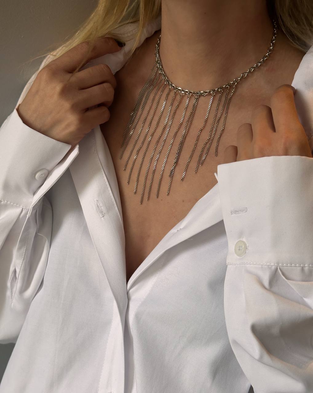 Колье из латуни в родиевом покрытии