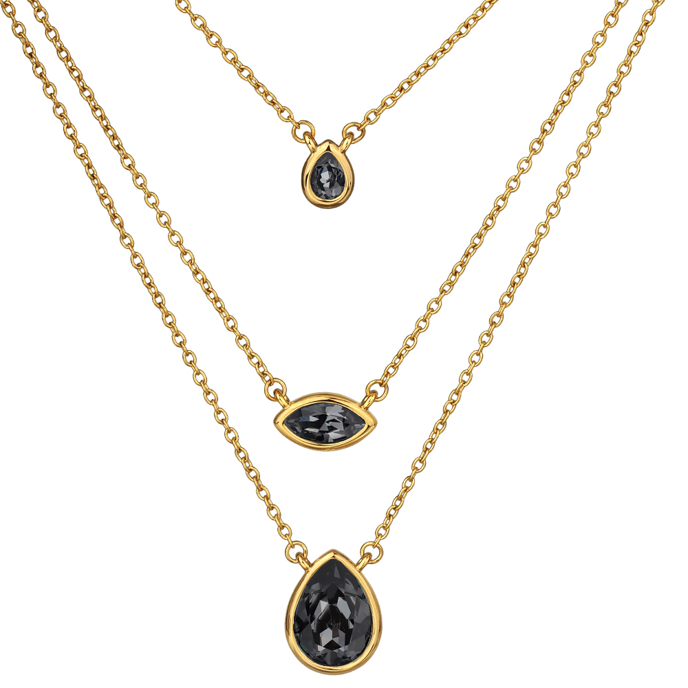 Колье Эйва (кристаллы SW темно-серые; покрытие золото)