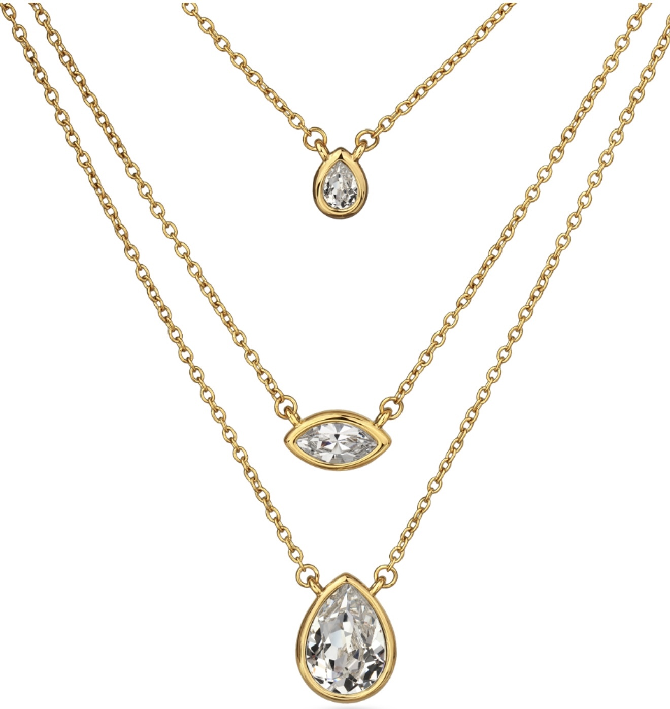 Колье Эйва (кристаллы SW белые; покрытие золото) 47см