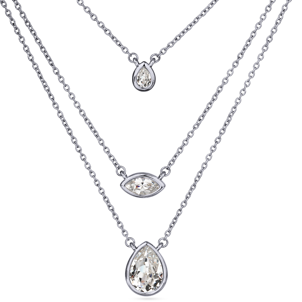 Колье Эйва (кристаллы SW белые; покрытие родий)