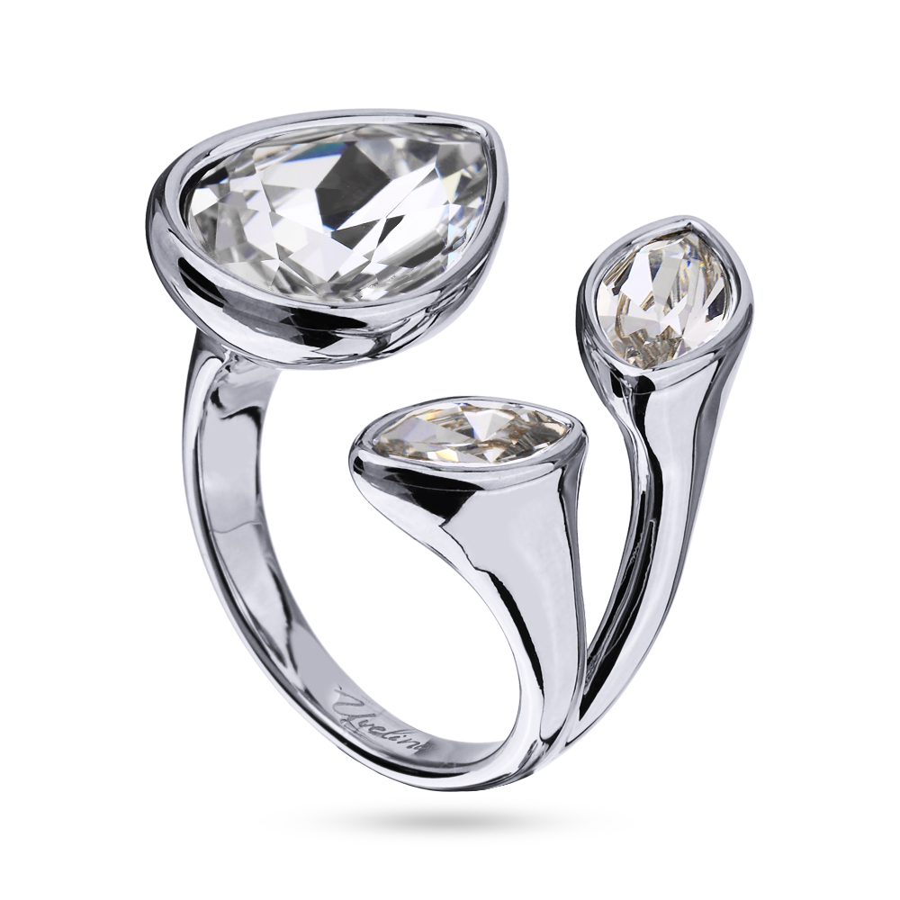 Кольцо Эйва (кристаллы SW белые; покрытие родий)