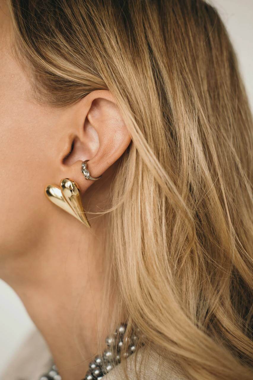 Серьги — гвоздики из латуни в позолоте