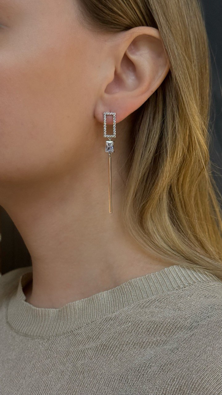 Серьги - гвоздики из латуни в родиевом покрытии