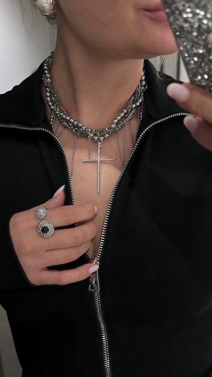 Колье — гранж из латуни в родиевом покрытии