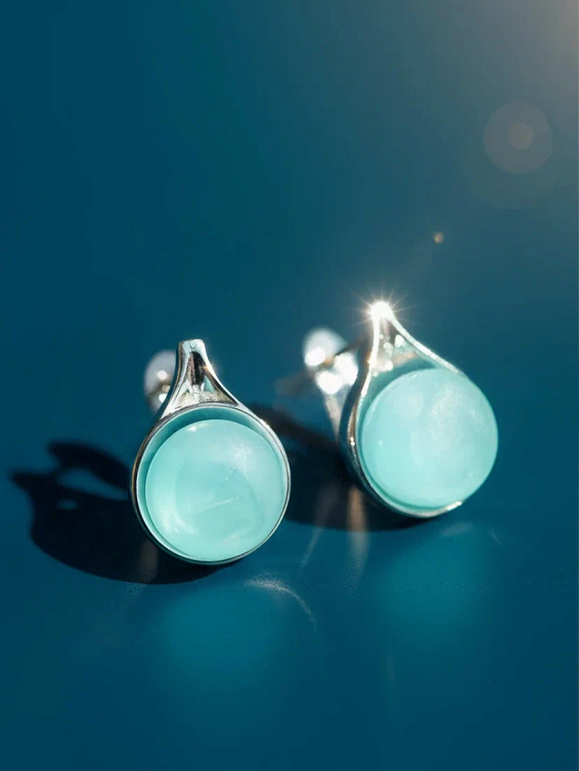 Серьги "Чарующий лед" голубые