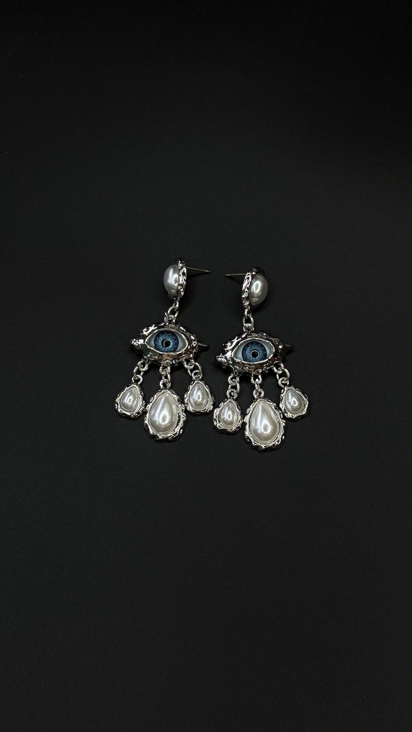 Серьги "глаза" из латуни в родиевом покрытии