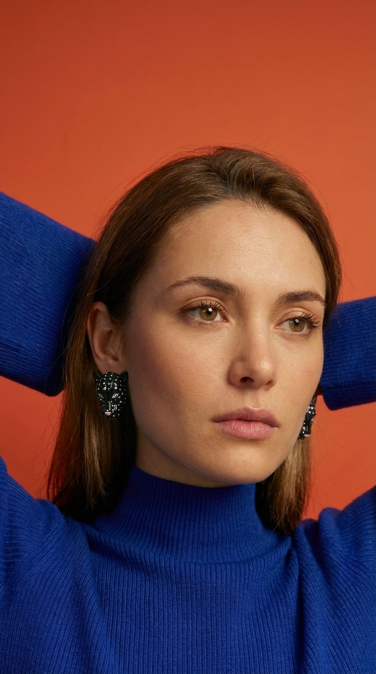 Серьги ЛЕО в черном