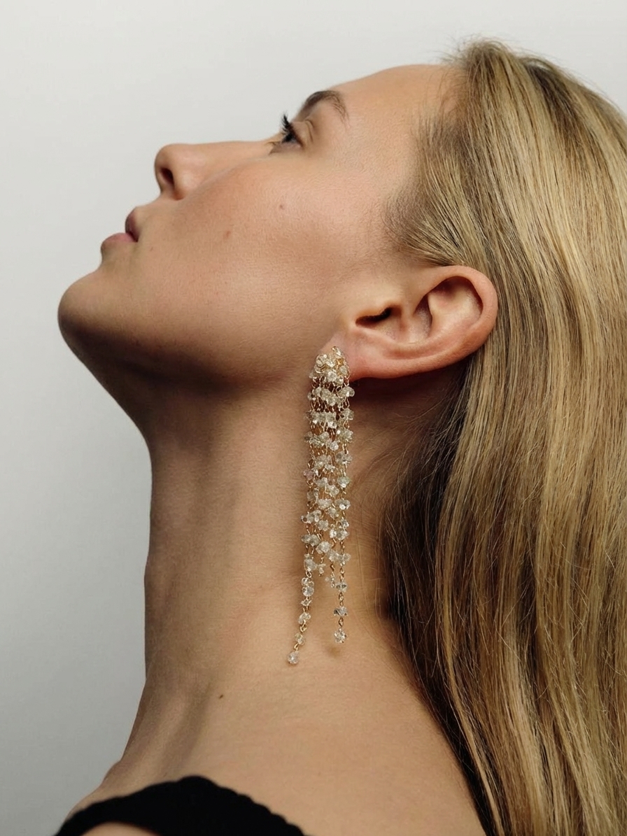 Серьги-гвоздики ПУЗЫРЬКИ ШАМПАНСКОГО в золоте