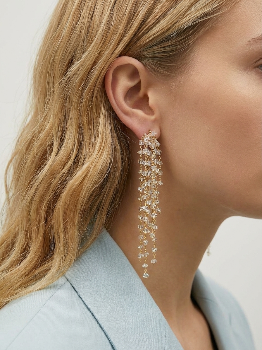 Серьги-гвоздики ПУЗЫРЬКИ ШАМПАНСКОГО в золоте