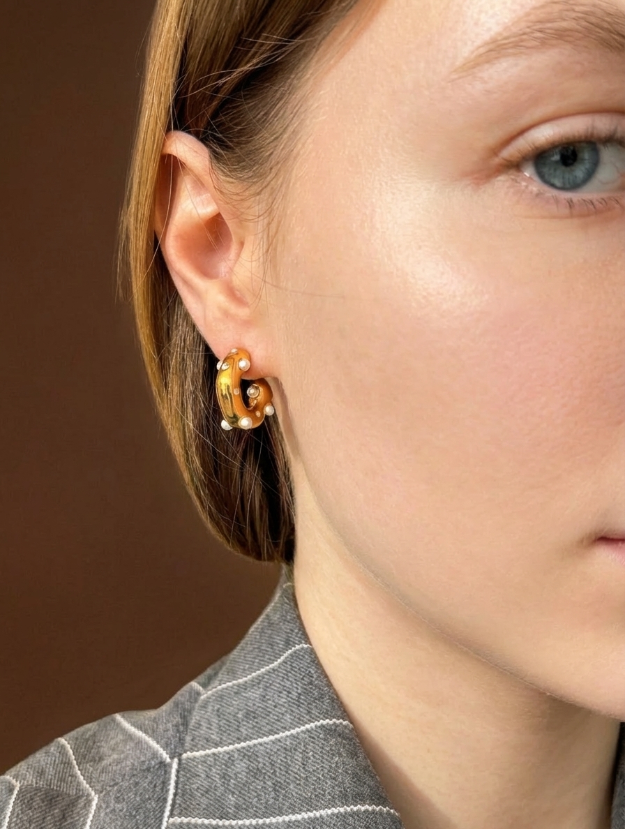 Серьги-гвоздики ЖЕМЧУЖНЫЙ ИЗГИБ