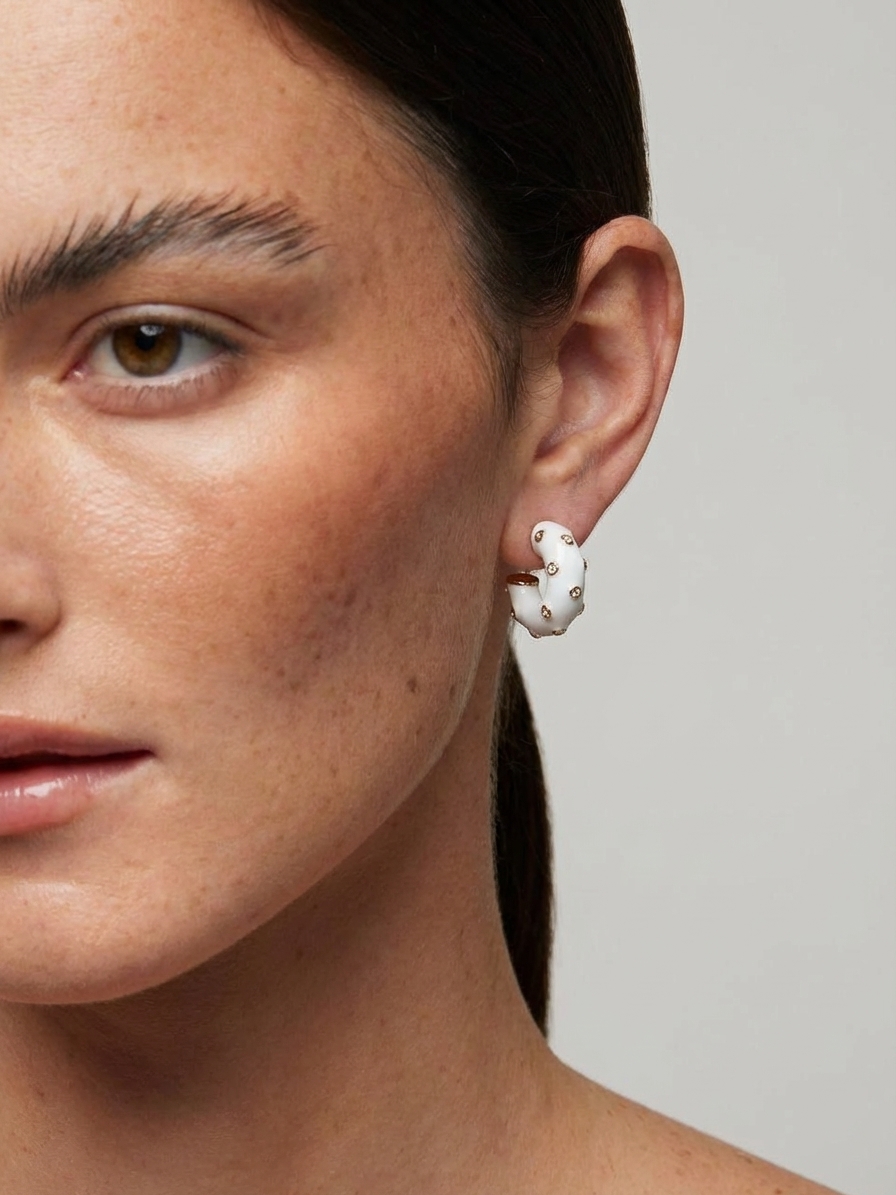 Серьги-гвоздики СНЕЖНЫЙ БАРС