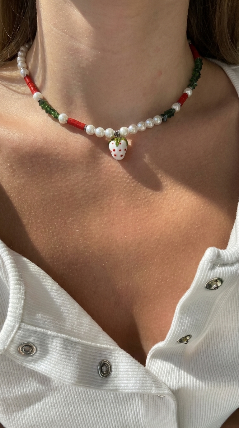 Чокер КЛУБНИКА БЕЛАЯ