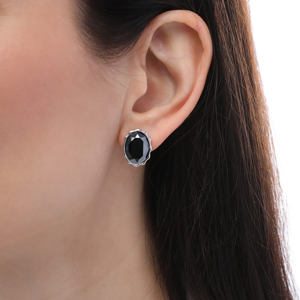 Пусеты Сияние (кристаллы SW гематит; покрытие родий)