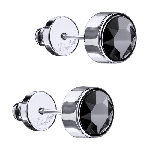 Пусеты Теннис (кристаллы SW гематит 6мм; покрытие родий)