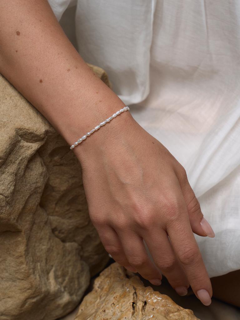 Браслет-дорожка из камней 8 см с жемчугом рис