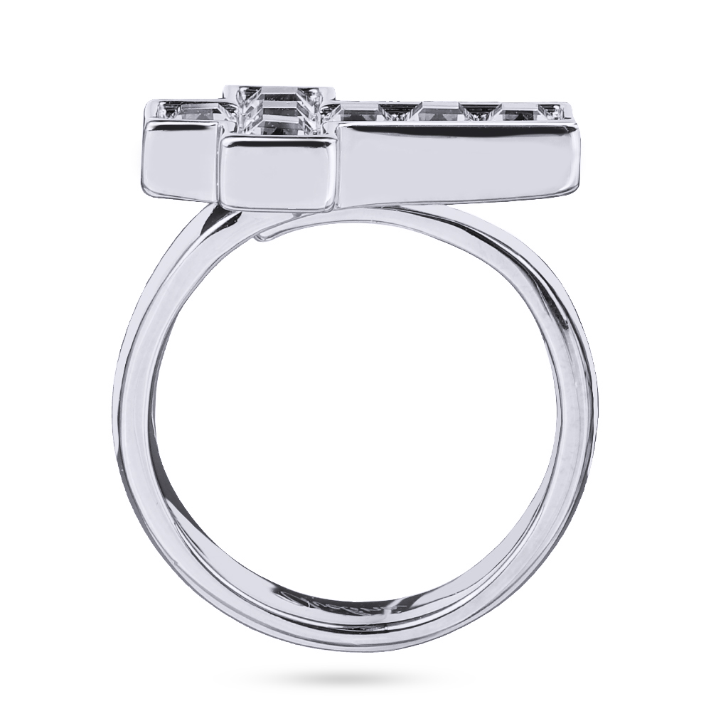 Кольцо Квадро (кристаллы SW белые; покрытие родий)