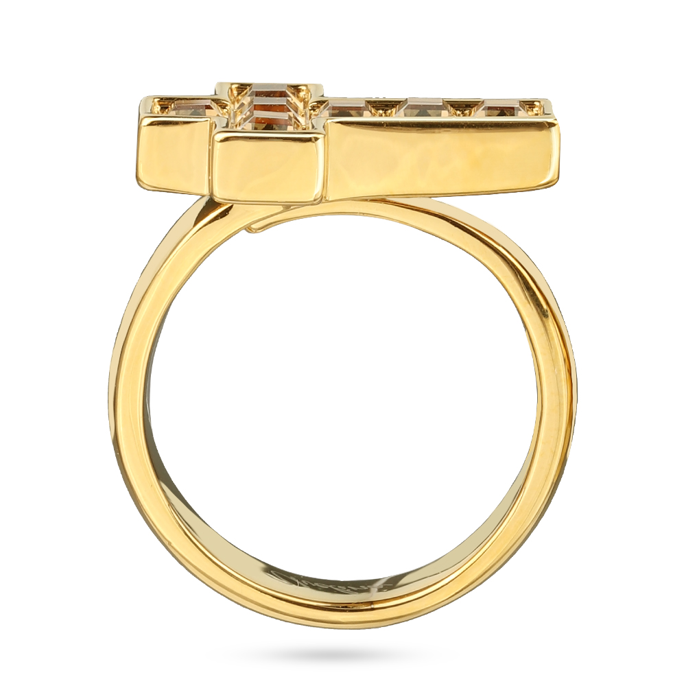 Кольцо Квадро (кристаллы SW шампань; покрытие золото)
