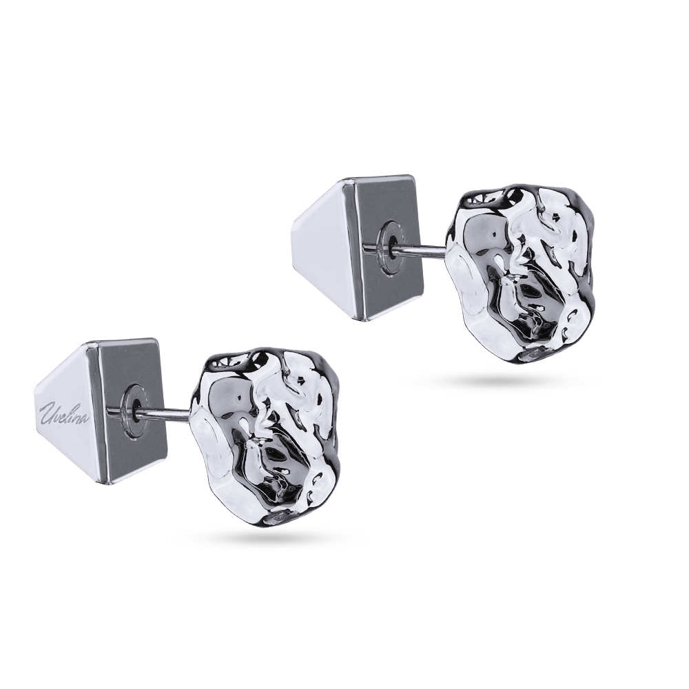 Пусеты Дюна (10мм; покрытие родий)