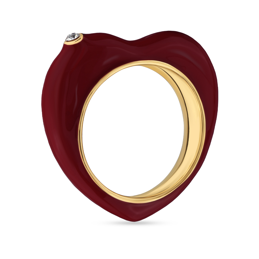 Кольцо Сердцебиение (эмаль бургунди; покрытие золото)