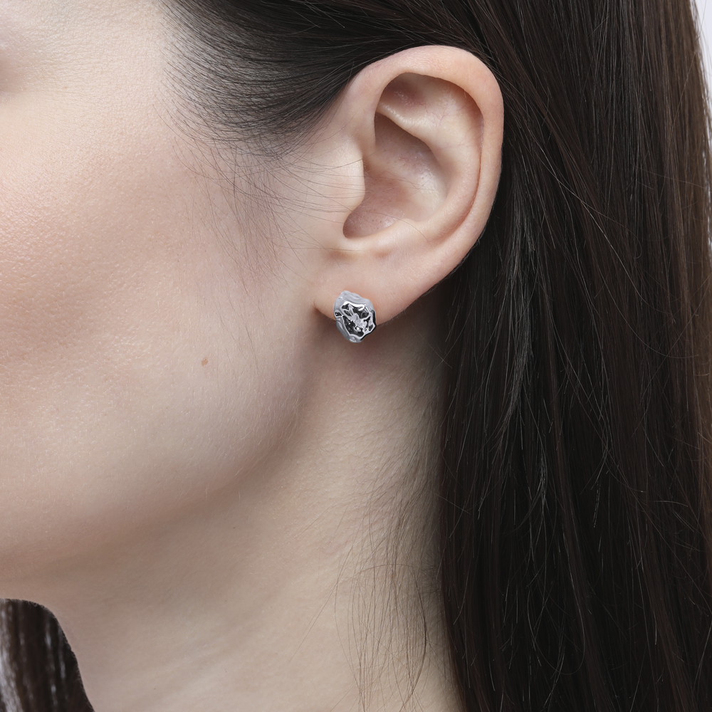 Пусеты Дюна (10мм; покрытие родий)