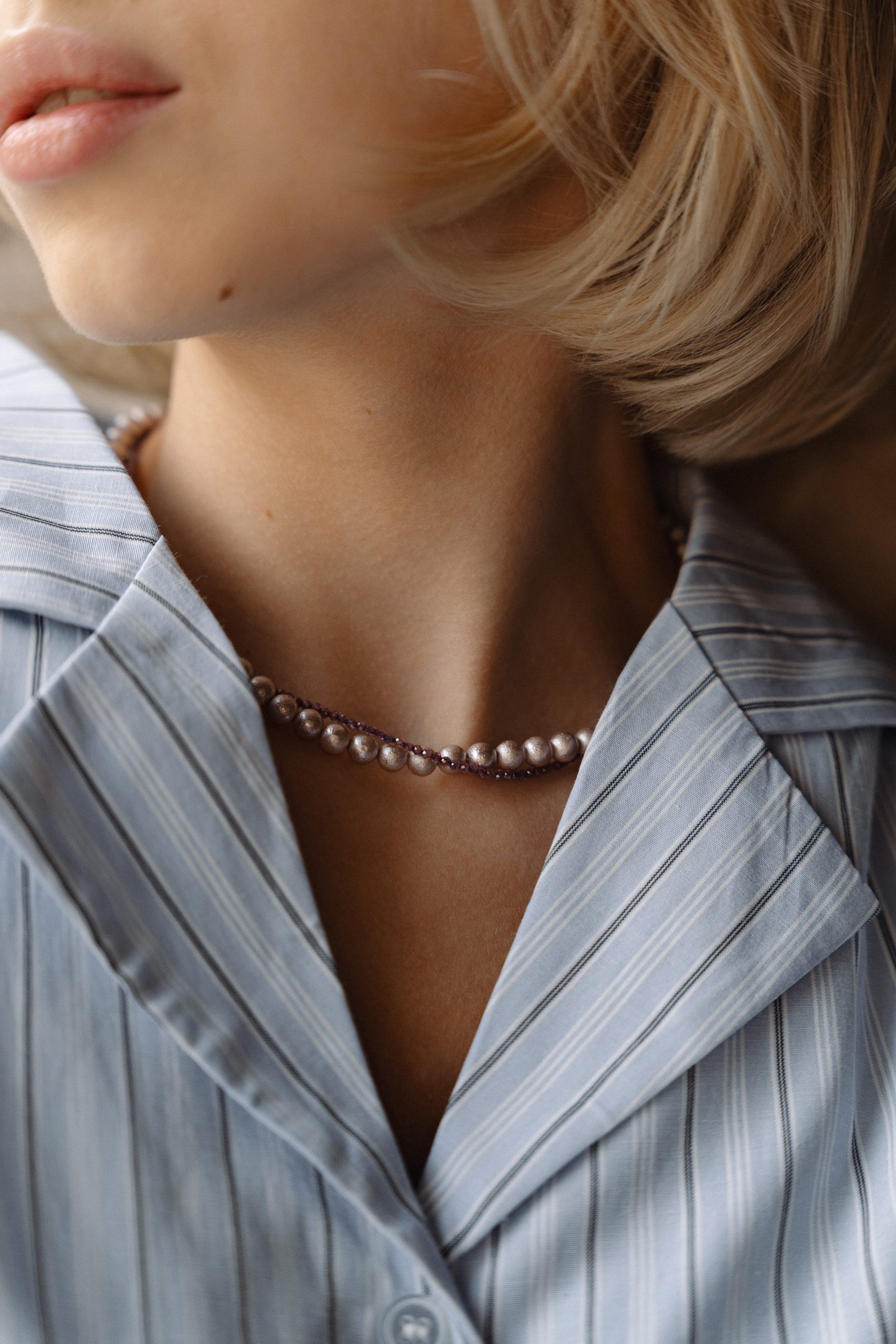 Чокер из жемчуга майорки и цирконов