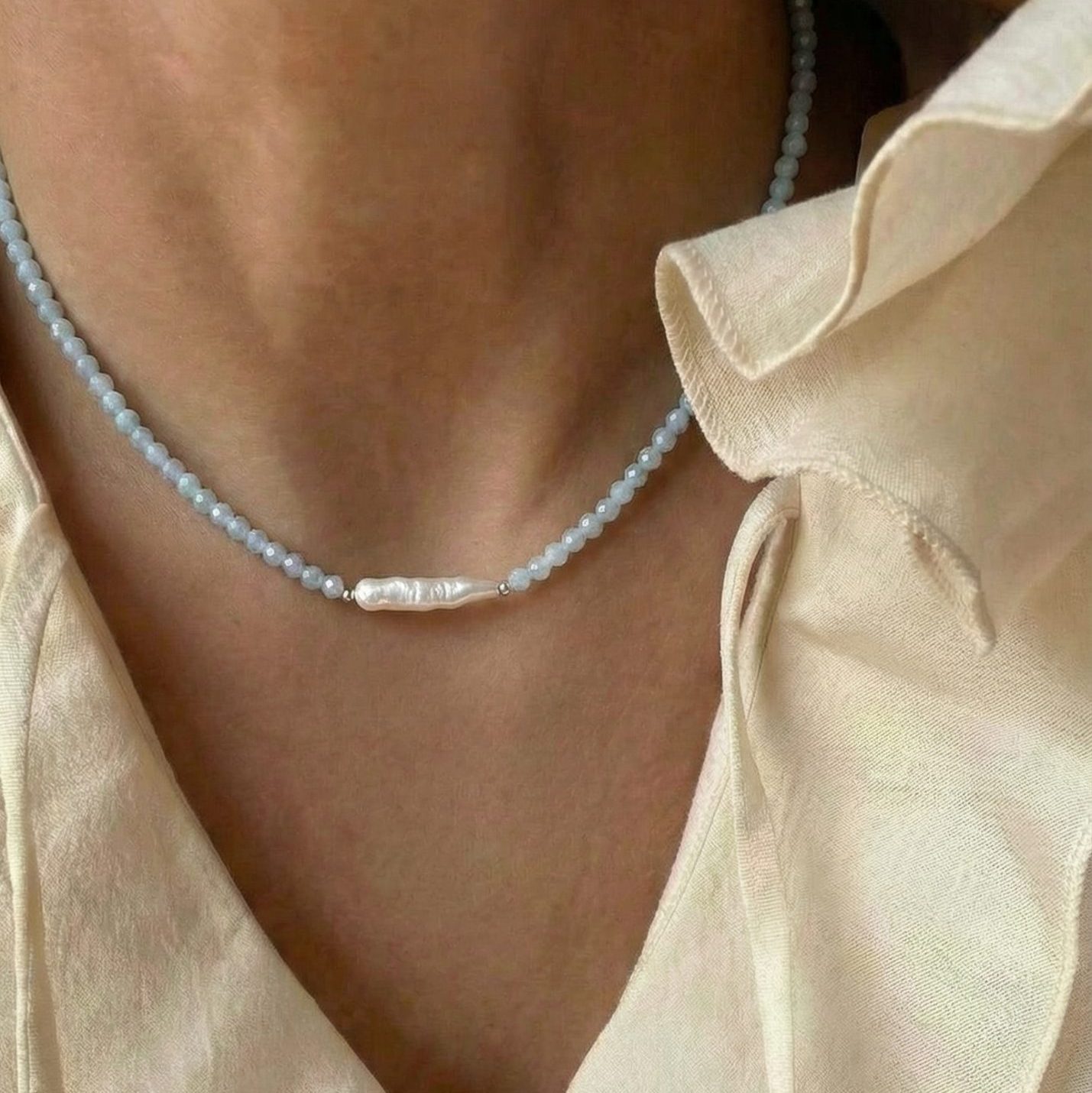 Чокер ЭЛЕГАНТНОСТЬ голубой