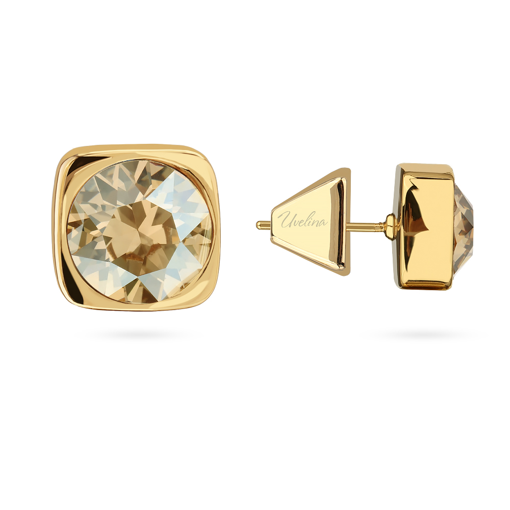 Пусеты Теннис (кристаллы SW шампань 8мм; покрытие золото)