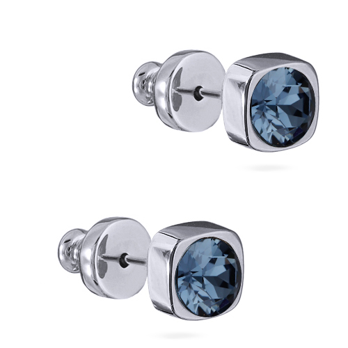 Пусеты Теннис (кристаллы SW джинс 4мм; покрытие родий)