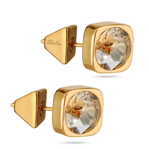 Пусеты Теннис (кристаллы SW шампань 8мм; покрытие золото)