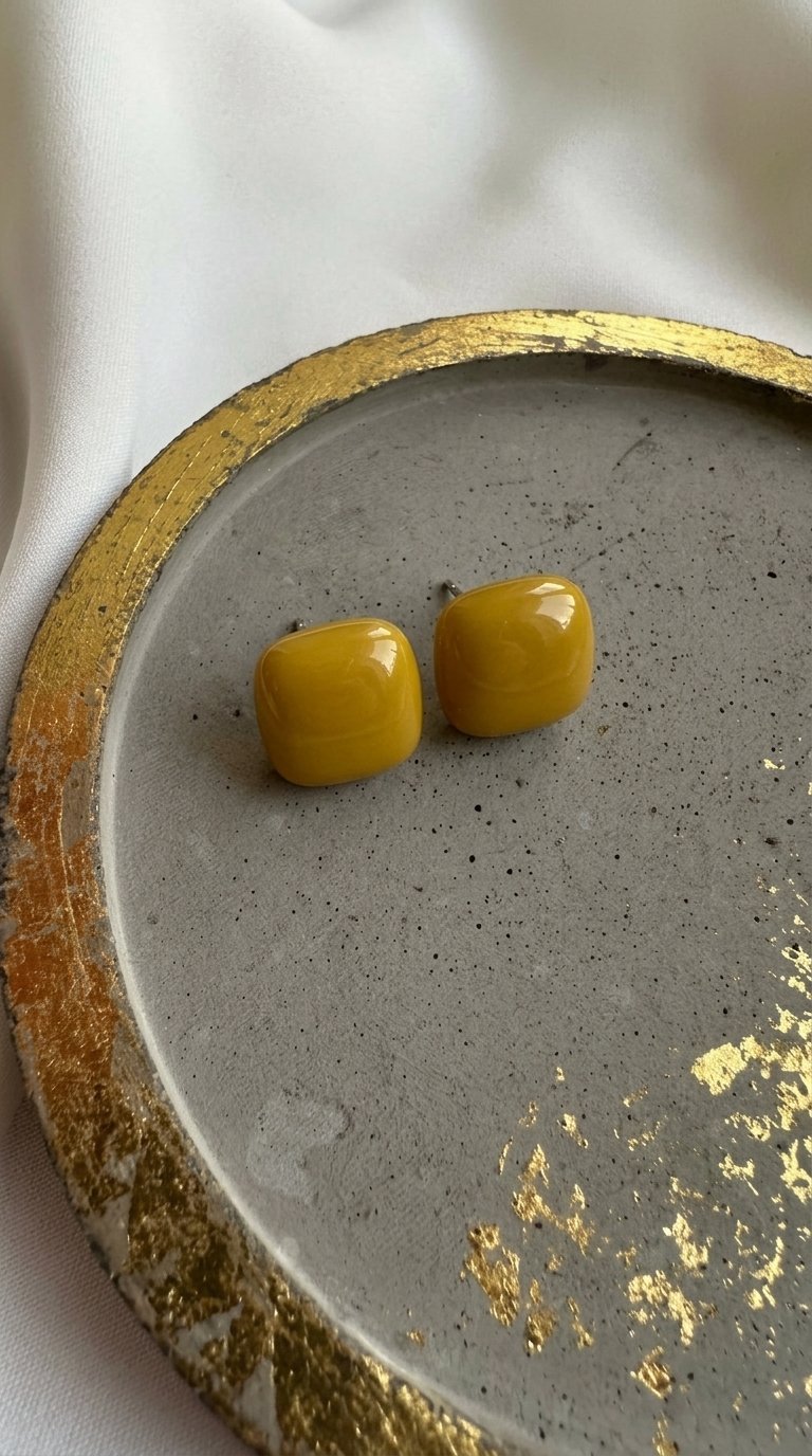 Серьги ЛЕДЕНЦОВЫЙ МИКС горчица