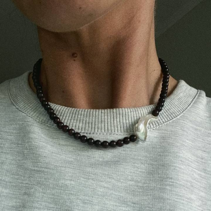 Чокер из яшмы и жемчуга
