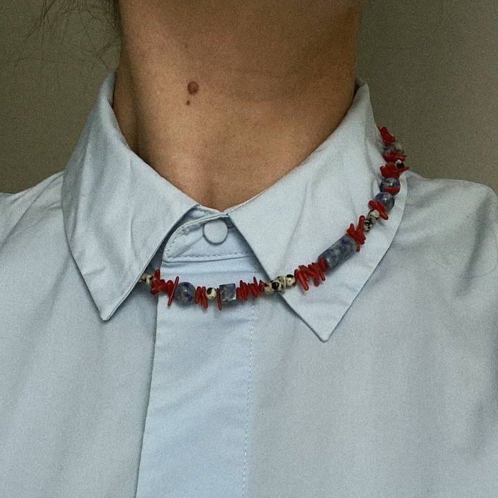 Чокер из яшмы, коралла и лазурита